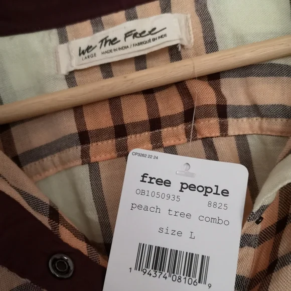 NWT Free People We the Free Pacific Dawn Plaid Shirt Wool Blend - Picture 6 of 6